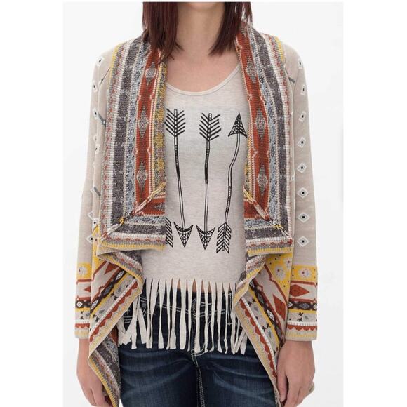 Freeway Mixed Print Southwestern Flyaway Cardigan Small - Picture 7 of 7